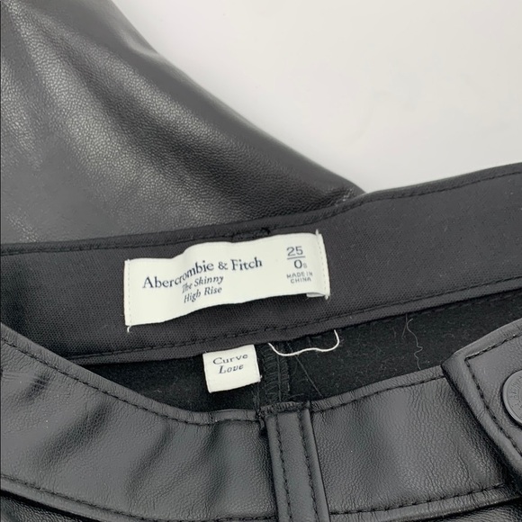 Abercrombie & Fitch High Rise Skinny Curve Love faux leather pant black 25 SHORT - Picture 4 of 4